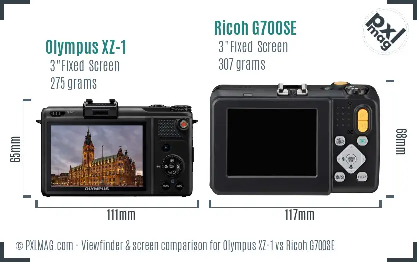 Olympus XZ-1 vs Ricoh G700SE Screen and Viewfinder comparison