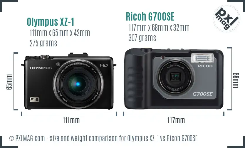 Olympus XZ-1 vs Ricoh G700SE size comparison