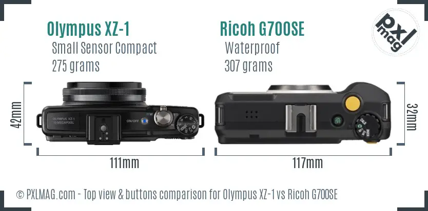 Olympus XZ-1 vs Ricoh G700SE top view buttons comparison