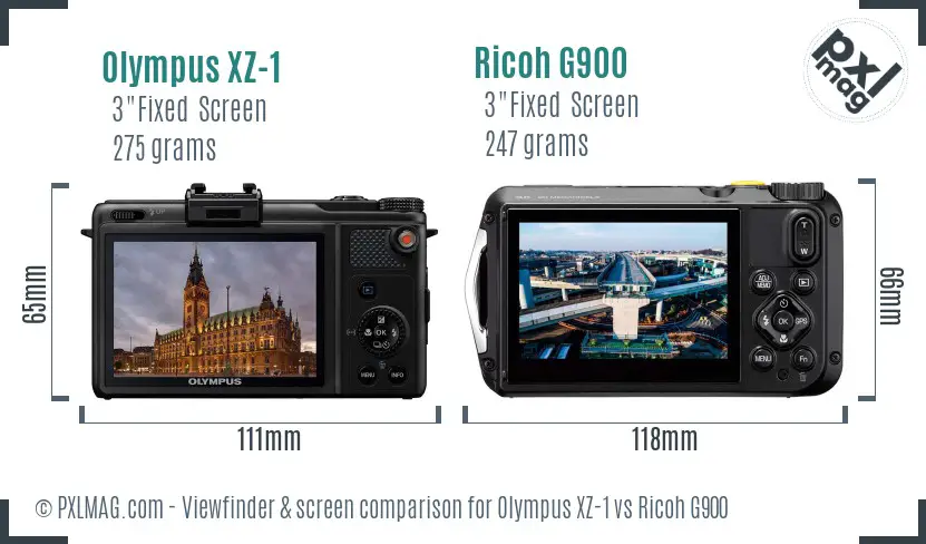 Olympus XZ-1 vs Ricoh G900 Screen and Viewfinder comparison