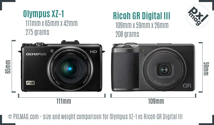 Olympus XZ-1 vs Ricoh GR Digital III size comparison