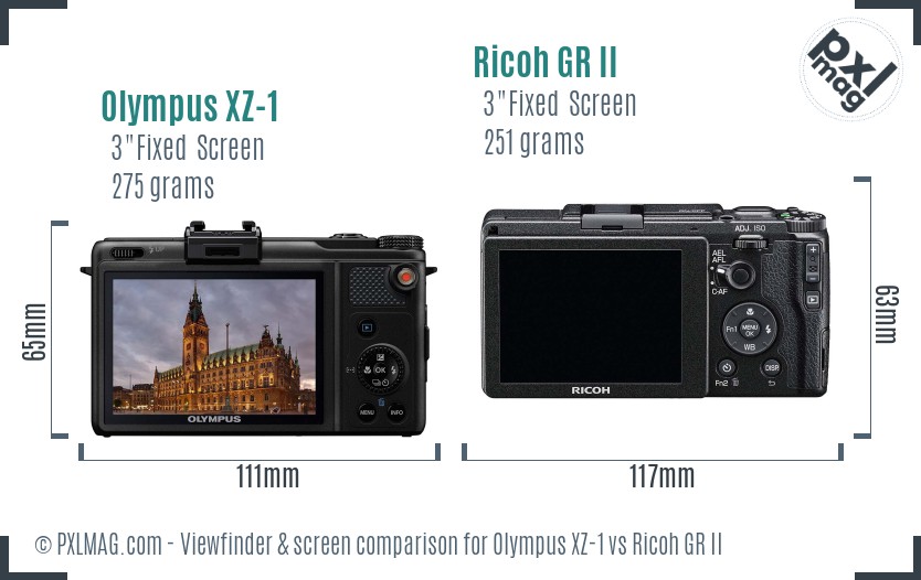 Olympus XZ-1 vs Ricoh GR II Screen and Viewfinder comparison