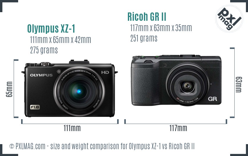 Olympus XZ-1 vs Ricoh GR II size comparison Olympus XZ-1 vs Ricoh GR II size comparison