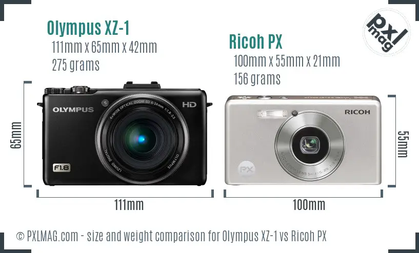 Olympus XZ-1 vs Ricoh PX size comparison