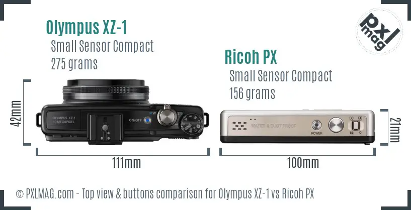 Olympus XZ-1 vs Ricoh PX top view buttons comparison