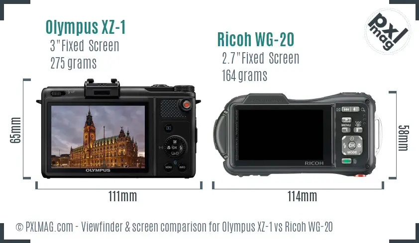 Olympus XZ-1 vs Ricoh WG-20 Screen and Viewfinder comparison