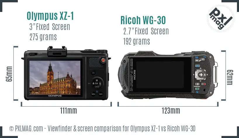 Olympus XZ-1 vs Ricoh WG-30 Screen and Viewfinder comparison