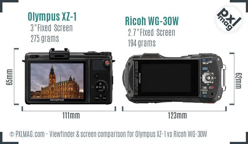 Olympus XZ-1 vs Ricoh WG-30W Screen and Viewfinder comparison