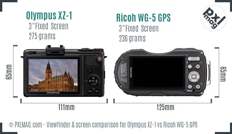 Olympus XZ-1 vs Ricoh WG-5 GPS Screen and Viewfinder comparison