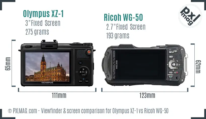 Olympus XZ-1 vs Ricoh WG-50 Screen and Viewfinder comparison