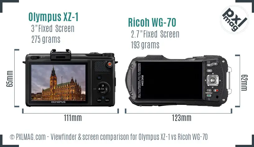 Olympus XZ-1 vs Ricoh WG-70 Screen and Viewfinder comparison