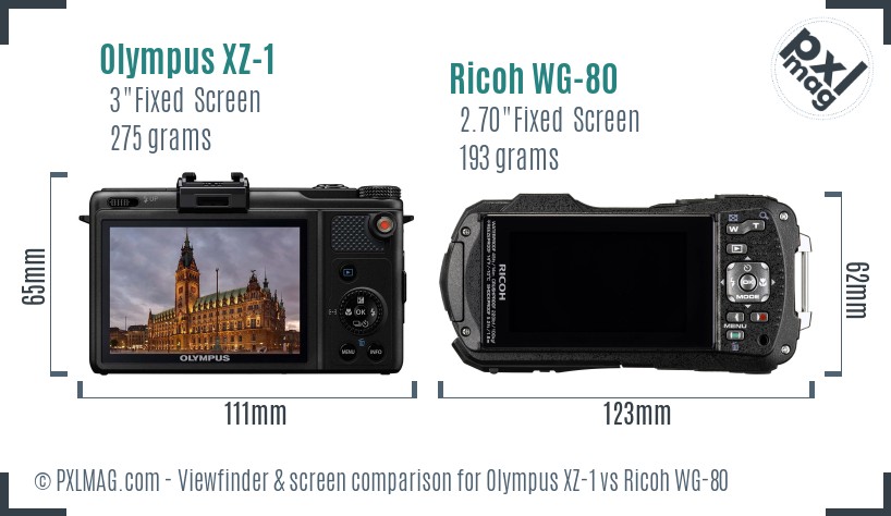 Olympus XZ-1 vs Ricoh WG-80 Screen and Viewfinder comparison