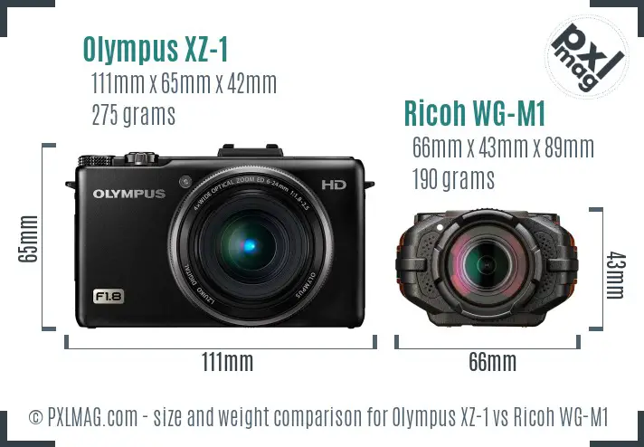Olympus XZ-1 vs Ricoh WG-M1 size comparison Olympus XZ-1 vs Ricoh WG-M1 size comparison