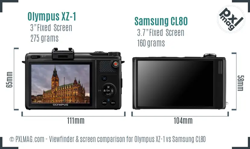 Olympus XZ-1 vs Samsung CL80 Screen and Viewfinder comparison Olympus XZ-1 vs Samsung CL80 Screen and Viewfinder comparison