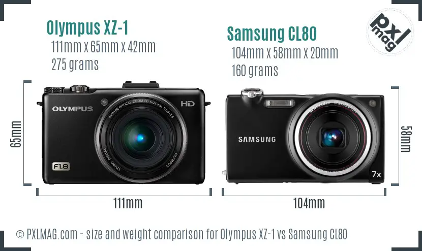 Olympus XZ-1 vs Samsung CL80 size comparison Olympus XZ-1 vs Samsung CL80 size comparison