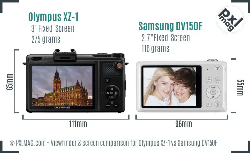 Olympus XZ-1 vs Samsung DV150F Screen and Viewfinder comparison