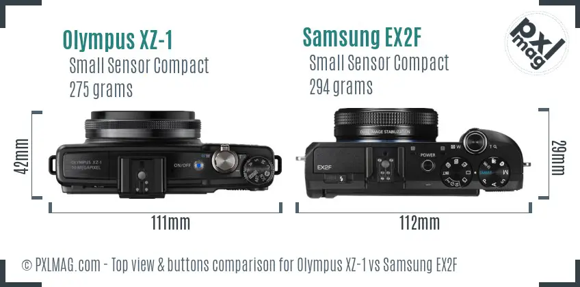 Olympus XZ-1 vs Samsung EX2F top view buttons comparison