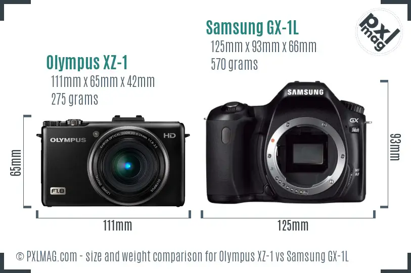 Olympus XZ-1 vs Samsung GX-1L size comparison Olympus XZ-1 vs Samsung GX-1L size comparison