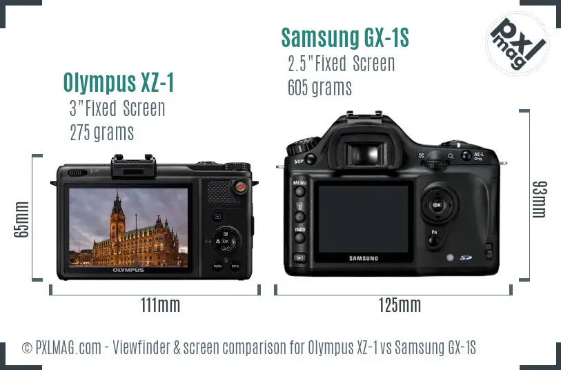 Olympus XZ-1 vs Samsung GX-1S Screen and Viewfinder comparison