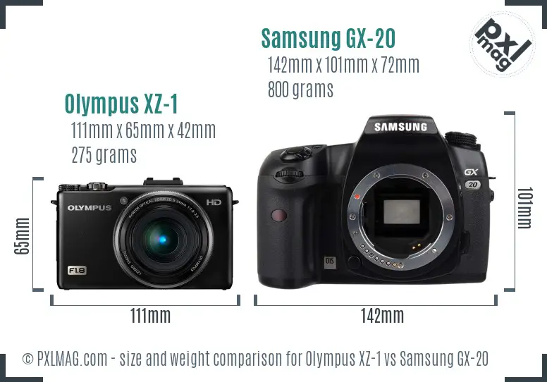 Olympus XZ-1 vs Samsung GX-20 size comparison