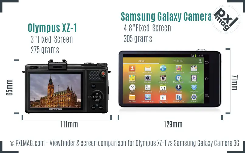 Olympus XZ-1 vs Samsung Galaxy Camera 3G Screen and Viewfinder comparison Olympus XZ-1 vs Samsung Galaxy Camera 3G Screen and Viewfinder comparison