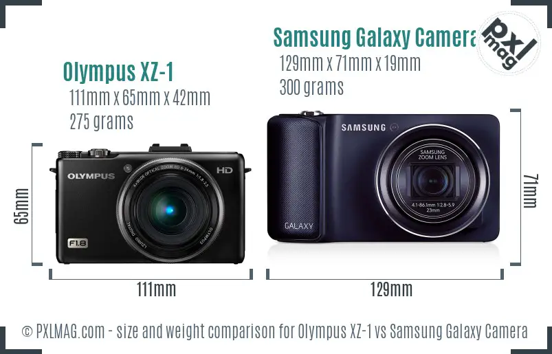 Olympus XZ-1 vs Samsung Galaxy Camera size comparison