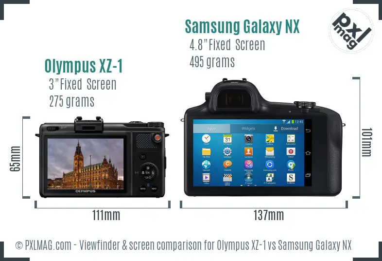 Olympus XZ-1 vs Samsung Galaxy NX Screen and Viewfinder comparison