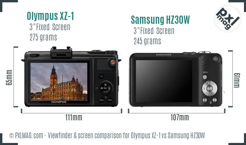 Olympus XZ-1 vs Samsung HZ30W Screen and Viewfinder comparison Olympus XZ-1 vs Samsung HZ30W Screen and Viewfinder comparison