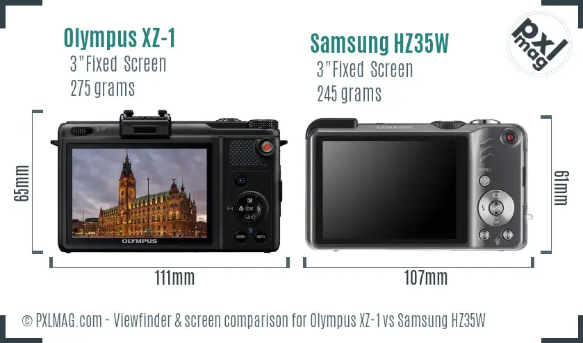 Olympus XZ-1 vs Samsung HZ35W Screen and Viewfinder comparison