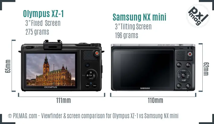 Olympus XZ-1 vs Samsung NX mini Screen and Viewfinder comparison