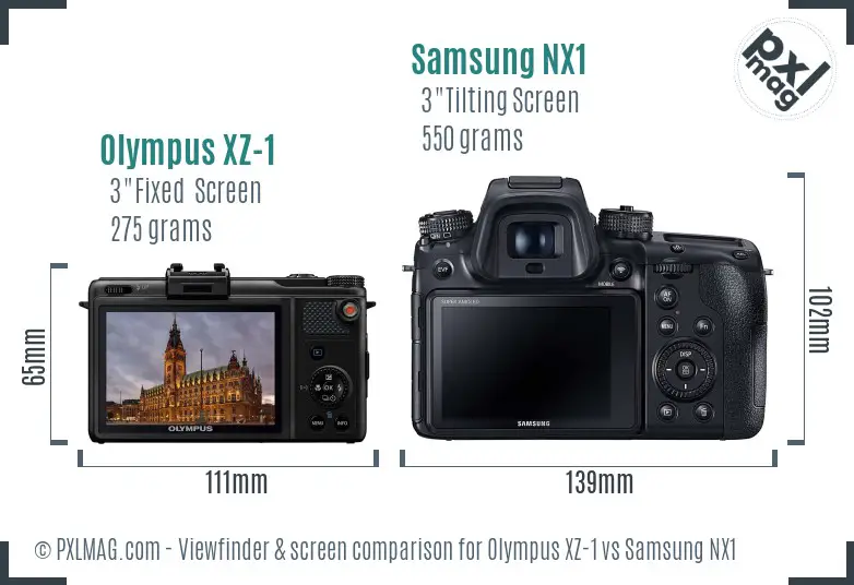 Olympus XZ-1 vs Samsung NX1 Screen and Viewfinder comparison