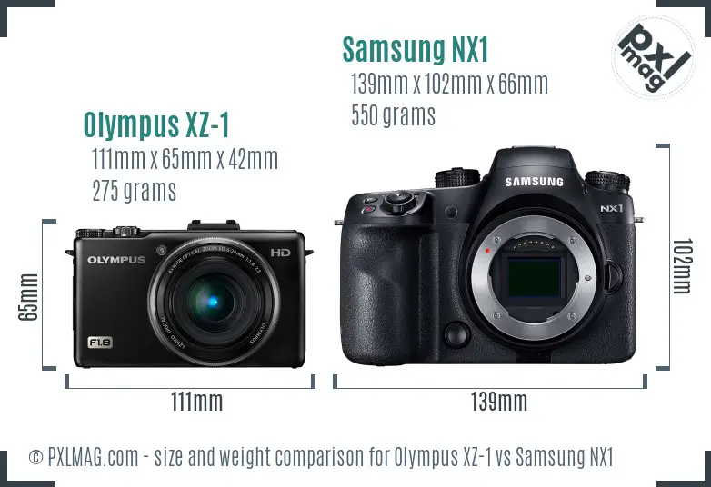 Olympus XZ-1 vs Samsung NX1 size comparison