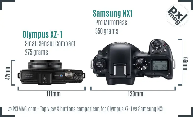 Olympus XZ-1 vs Samsung NX1 top view buttons comparison