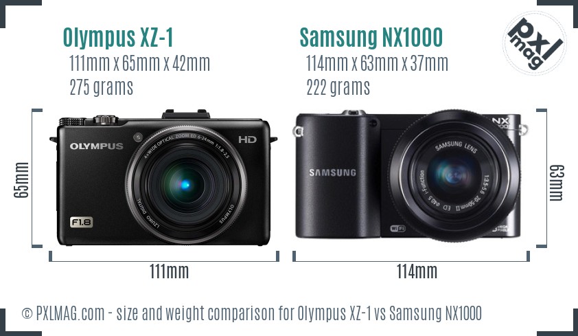 Olympus XZ-1 vs Samsung NX1000 size comparison