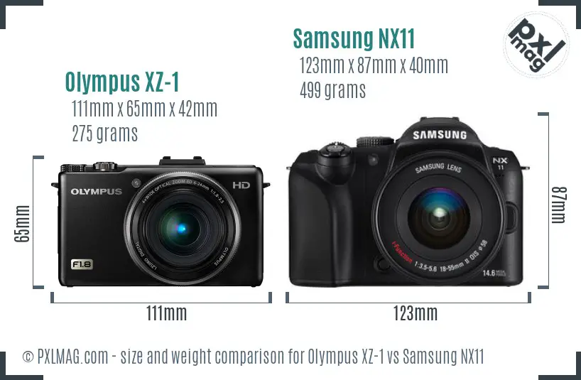 Olympus XZ-1 vs Samsung NX11 size comparison