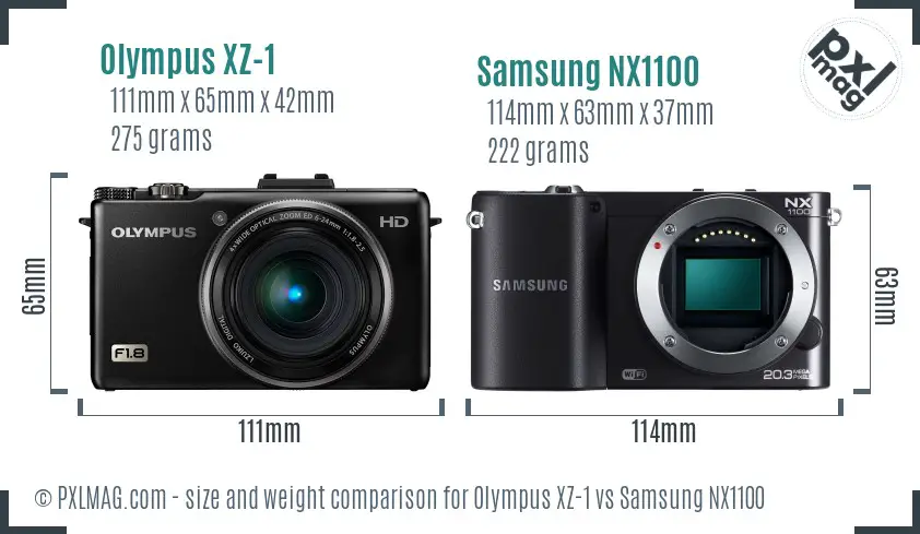 Olympus XZ-1 vs Samsung NX1100 size comparison