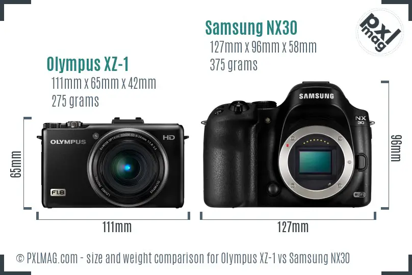 Olympus XZ-1 vs Samsung NX30 size comparison