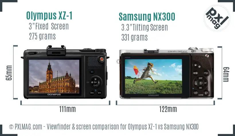 Olympus XZ-1 vs Samsung NX300 Screen and Viewfinder comparison