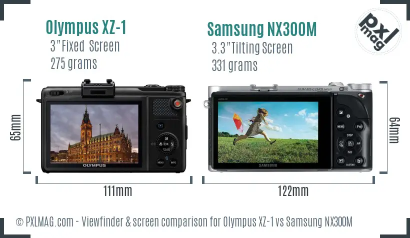 Olympus XZ-1 vs Samsung NX300M Screen and Viewfinder comparison