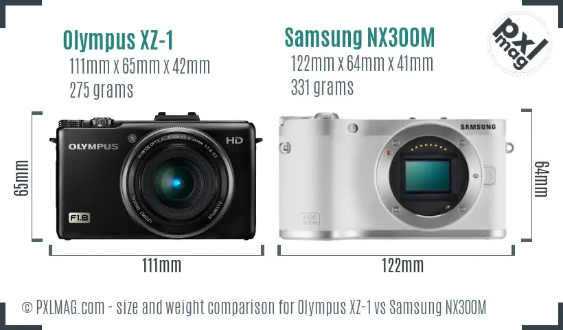 Olympus XZ-1 vs Samsung NX300M size comparison