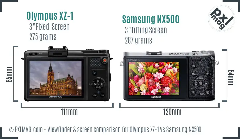 Olympus XZ-1 vs Samsung NX500 Screen and Viewfinder comparison