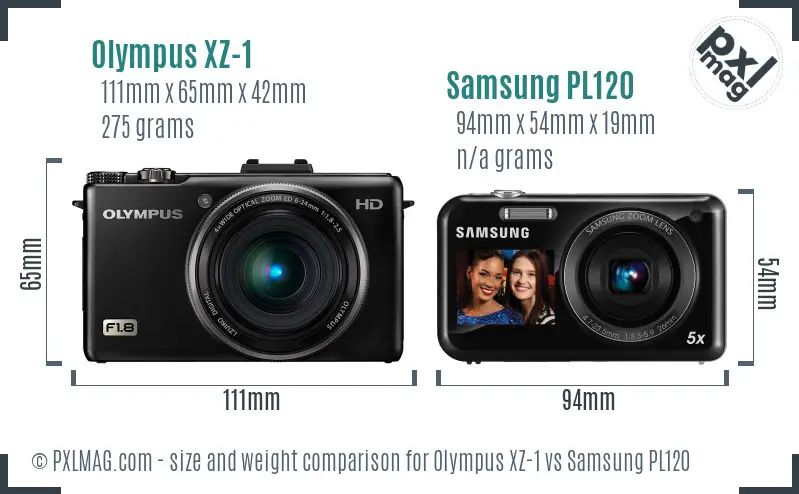 Olympus XZ-1 vs Samsung PL120 size comparison Olympus XZ-1 vs Samsung PL120 size comparison