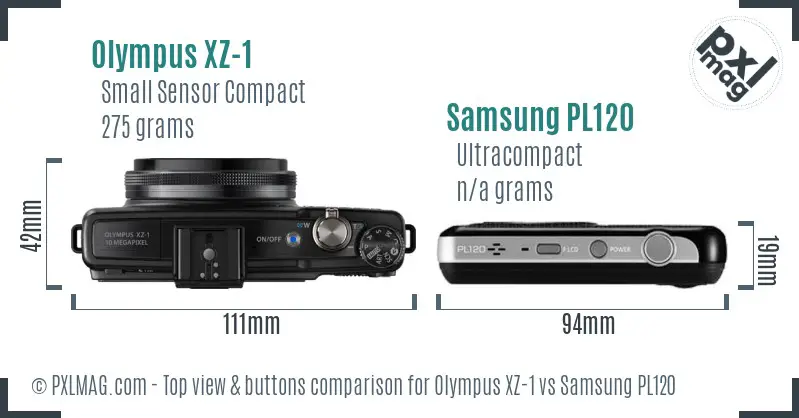 Olympus XZ-1 vs Samsung PL120 top view buttons comparison
