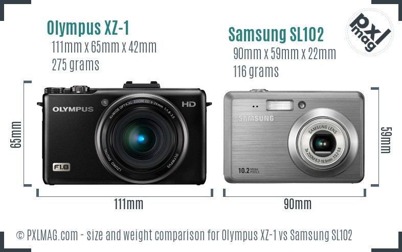 Olympus XZ-1 vs Samsung SL102 size comparison