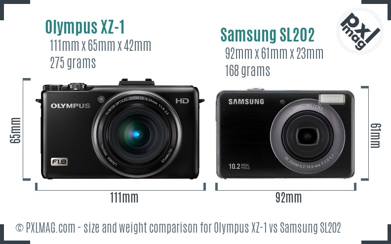 Olympus XZ-1 vs Samsung SL202 size comparison Olympus XZ-1 vs Samsung SL202 size comparison