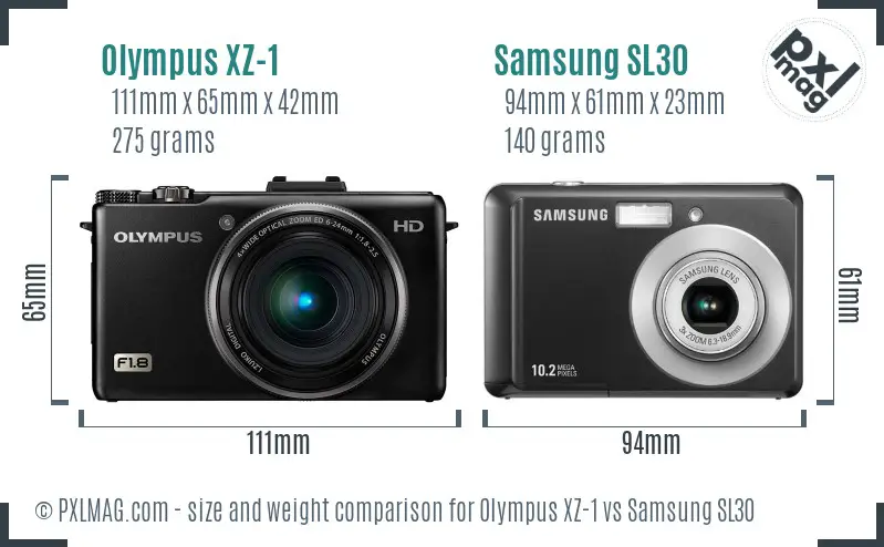 Olympus XZ-1 and Samsung SL30 size comparison