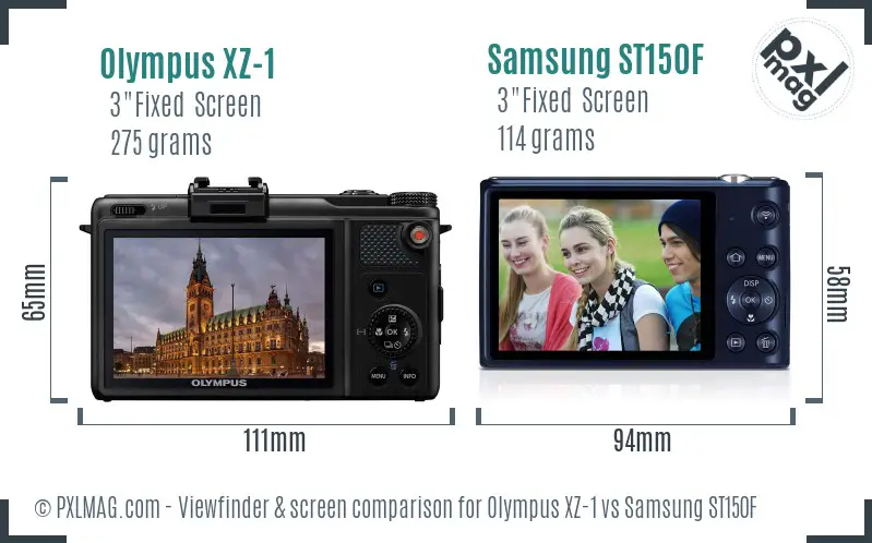 Olympus XZ-1 vs Samsung ST150F Screen and Viewfinder comparison