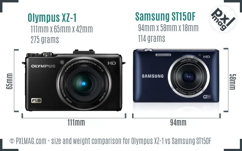 Olympus XZ-1 vs Samsung ST150F size comparison