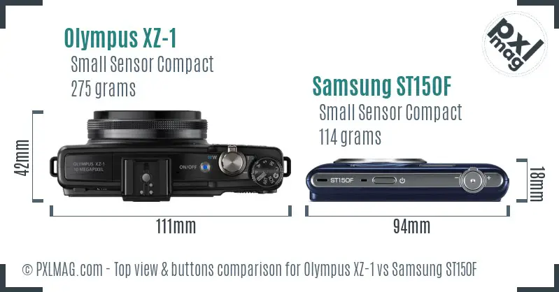 Olympus XZ-1 vs Samsung ST150F top view buttons comparison