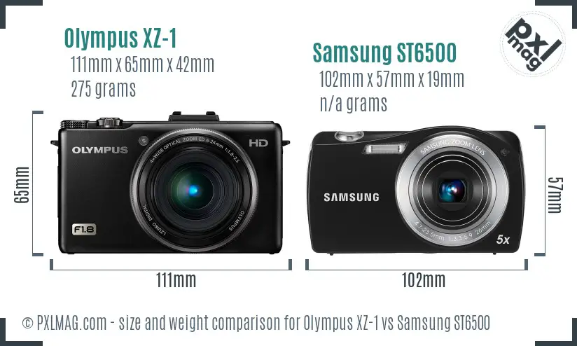 Olympus XZ-1 vs Samsung ST6500 size comparison